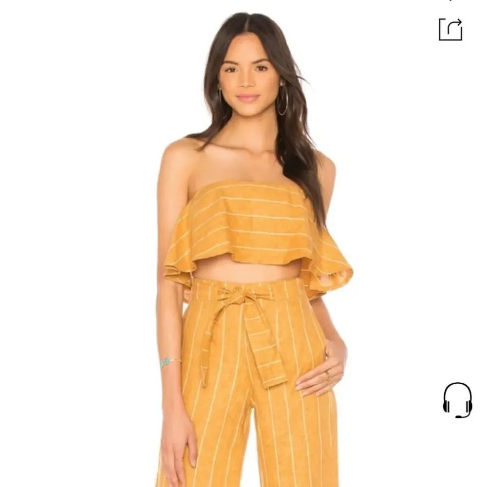 Faithfull the Brand Solana Linen crop Top in Copenhagen stripe Large